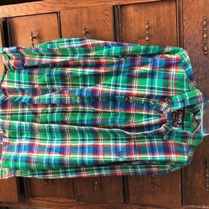 Chaps Small Green Plaid Flannel
